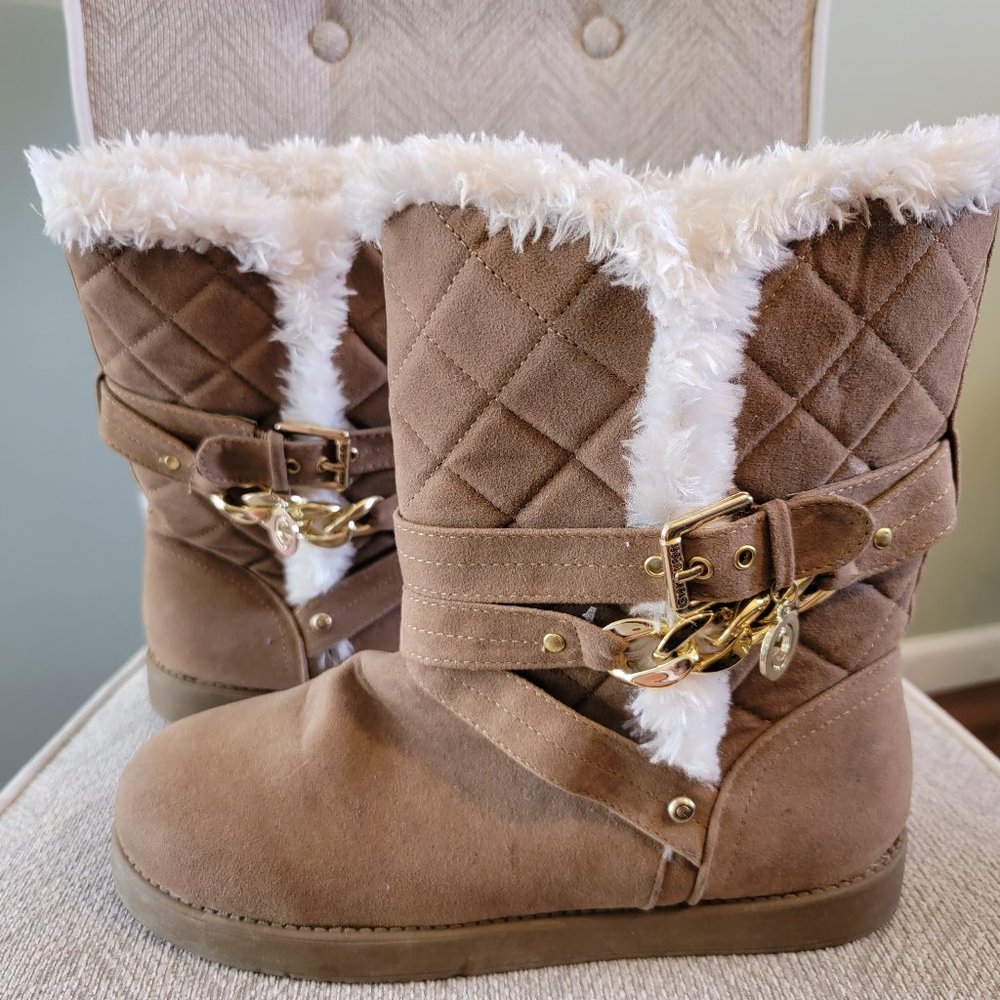 G by Guess Faux suede/faux sherpa lined boots, Size 8.5
